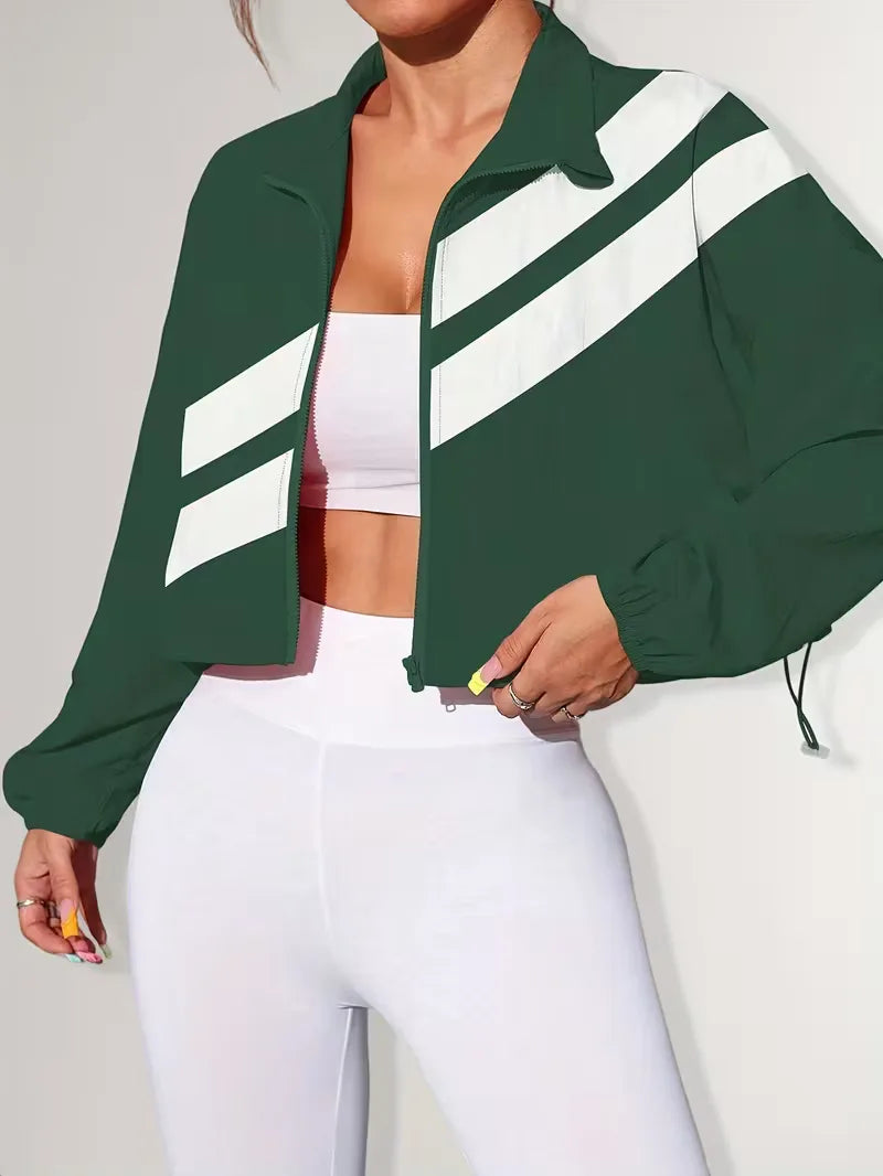 Track jacket with elastic cuffs