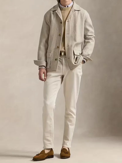 Herringbone Pattern Trench Coat