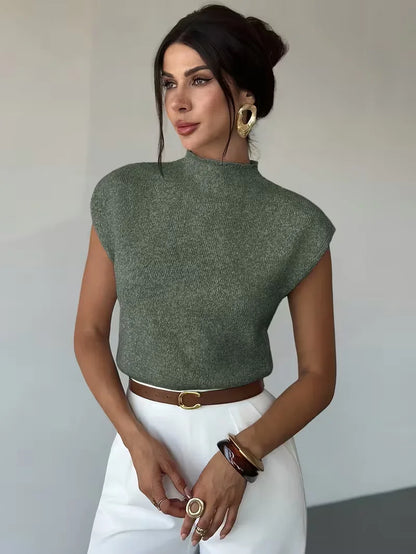 Sleeveless Vest with Mock Neck