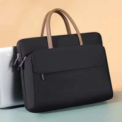 Laptop bag with front pocket and zip
