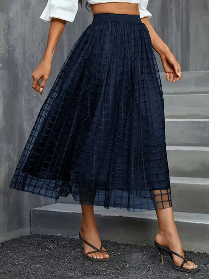 Pleated Skirt with Plaid Pattern