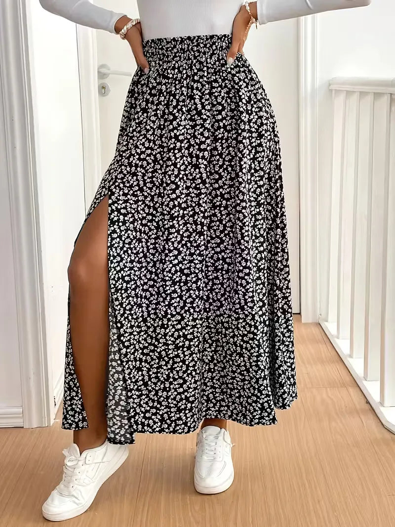 A-line skirt with flowers