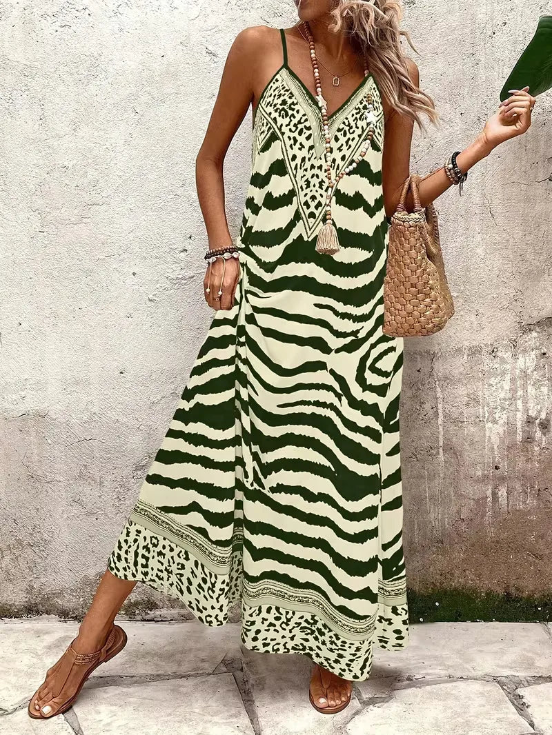 Maxi dress with leopard print