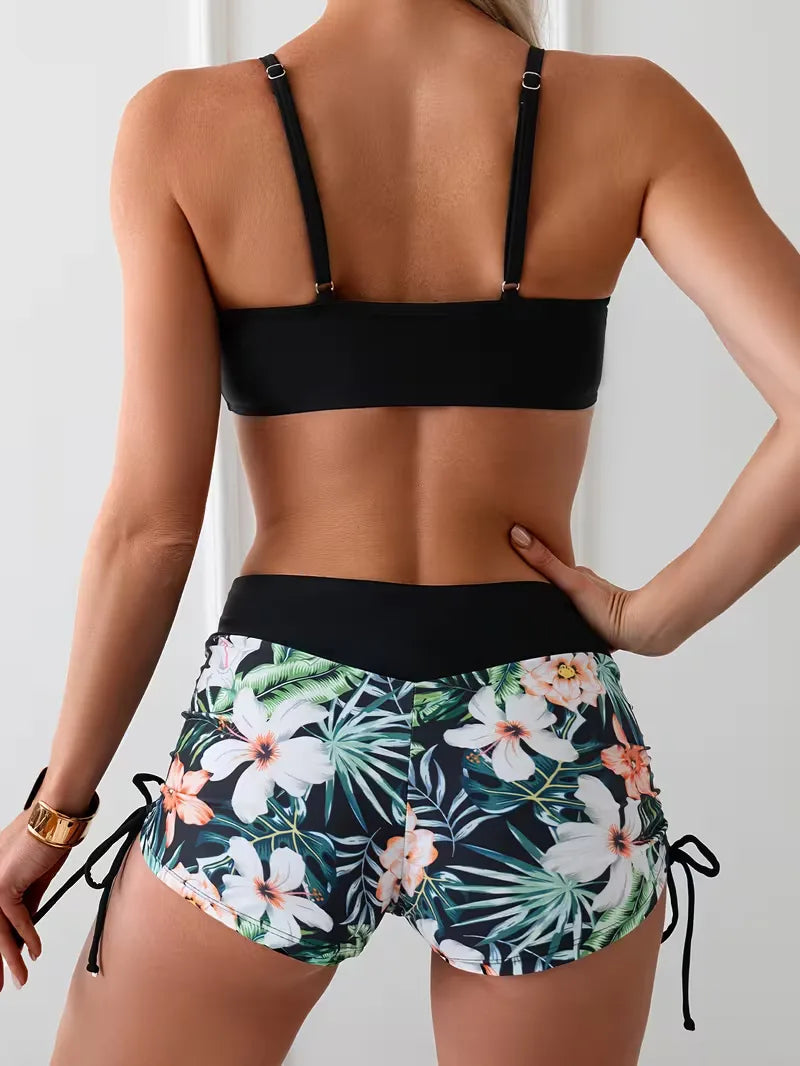High-Waisted Bikini with Floral Print