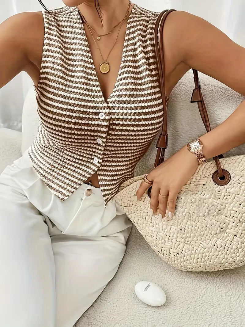 Vest with V-neck and Buttons
