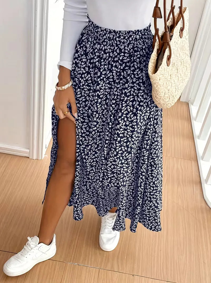 A-line skirt with flowers
