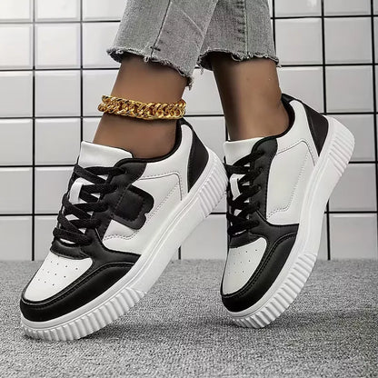 Platform sneakers with colour block design