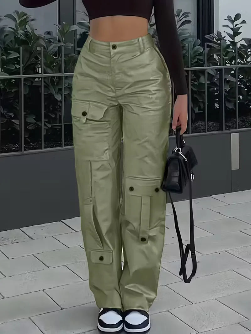 High-Waisted Cargo Trousers