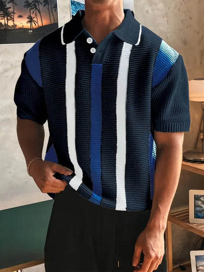 Polo with V-neck and short sleeves