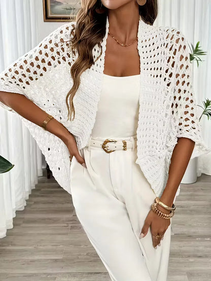Oversized cardigan with hollow-out design