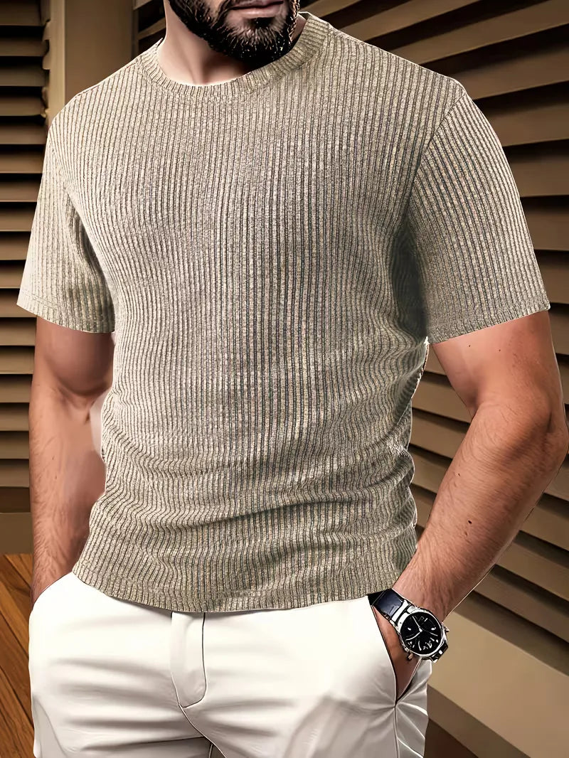 Casual men's T-shirt with jacquard pattern
