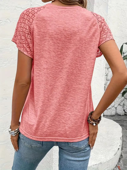 T-shirt with Lace Details Short Sleeve