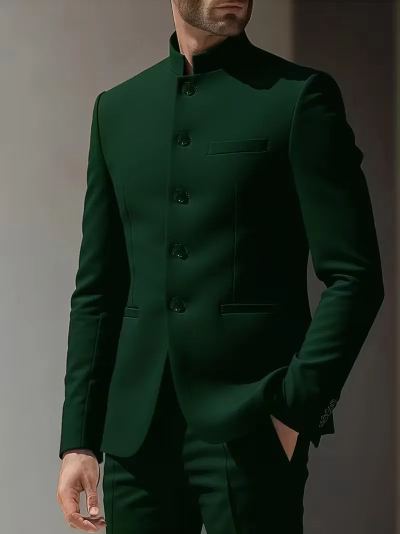 Slim Fit Blazer with Mandarin Collar