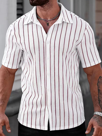 Short Sleeve Shirt with Vertical Stripes