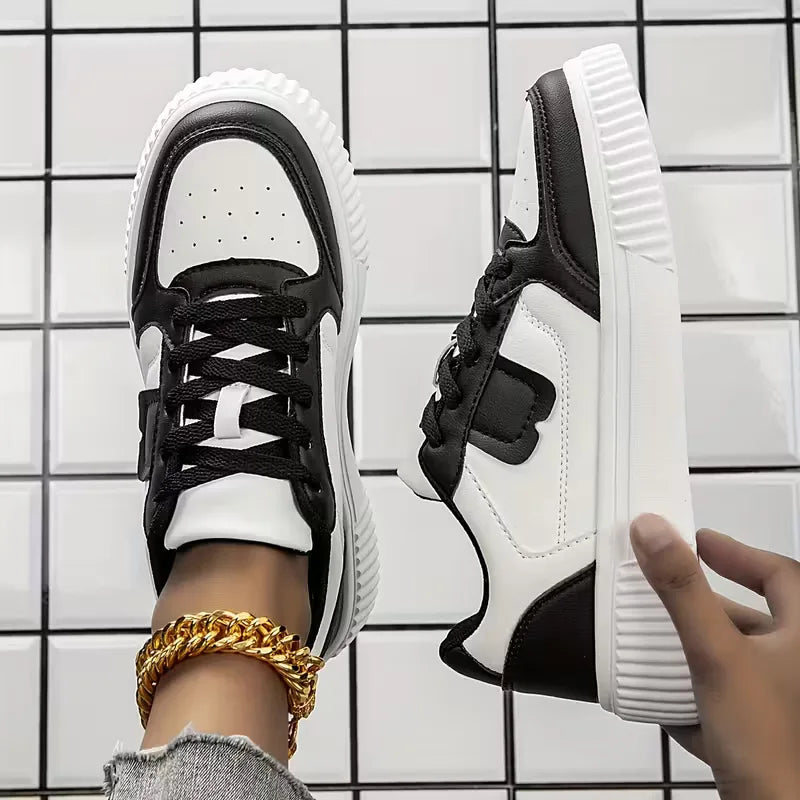 Platform sneakers with colour block design