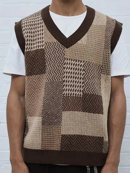 Sweater vest with geometric pattern