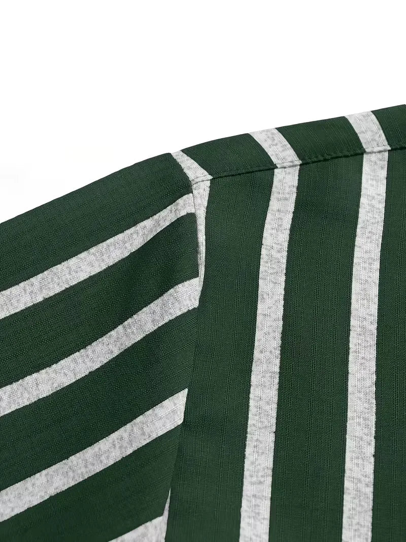 Short Sleeve Shirt with Vertical Stripes