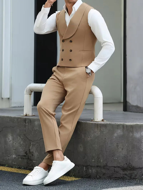 Gilet with double-breasted design and trousers