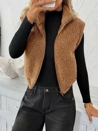Zipped Gilet with Faux Shearling