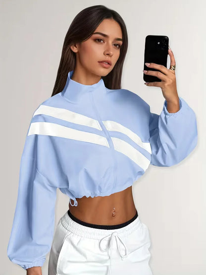 Track jacket with elastic cuffs