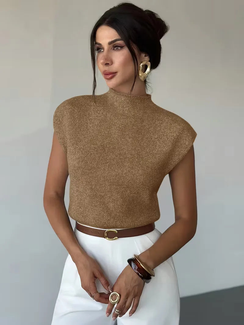 Sleeveless Vest with Mock Neck