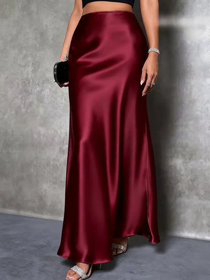 Satin Skirt with High Waist