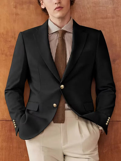 Slim fit blazer with gold buttons