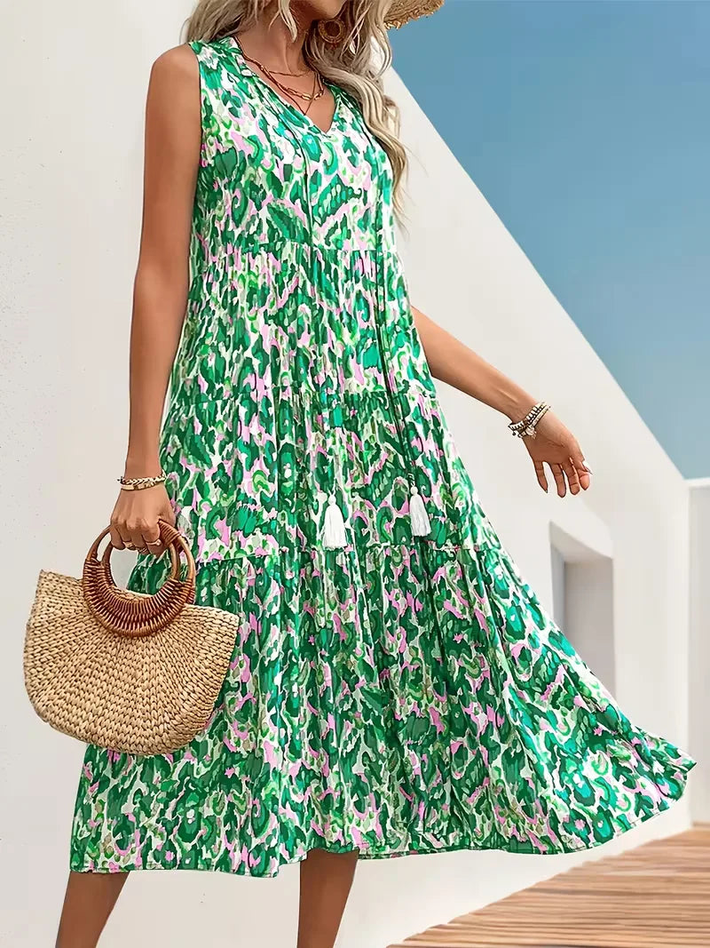 A-line dress with V-neck