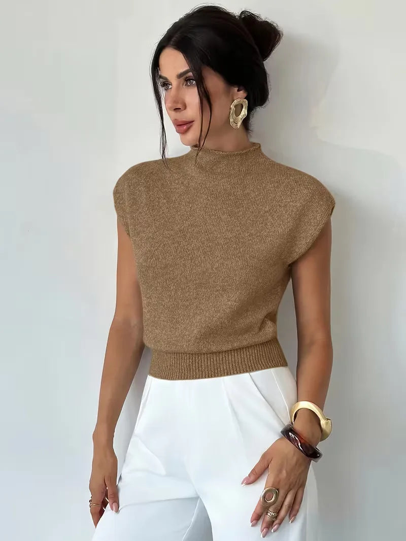 Sleeveless Vest with Mock Neck