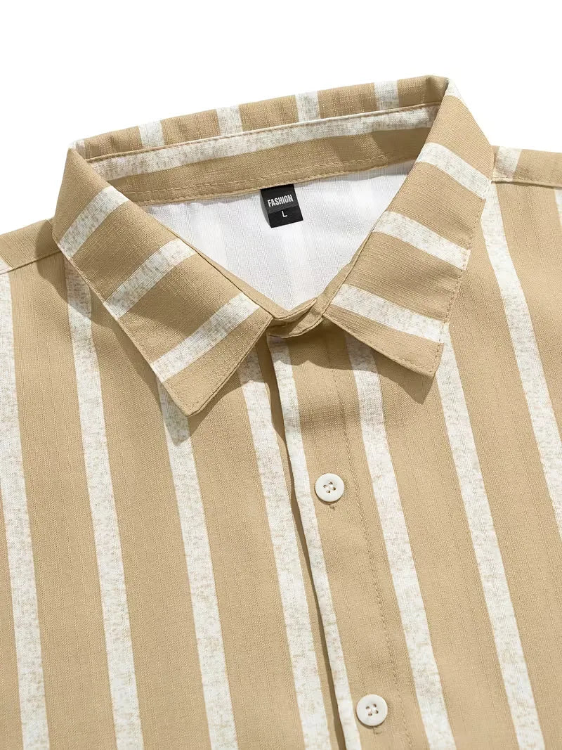 Short Sleeve Shirt with Vertical Stripes
