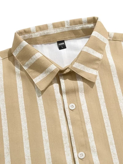 Short Sleeve Shirt with Vertical Stripes
