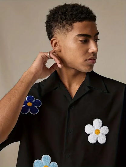 Short Sleeve Shirt with Flowers