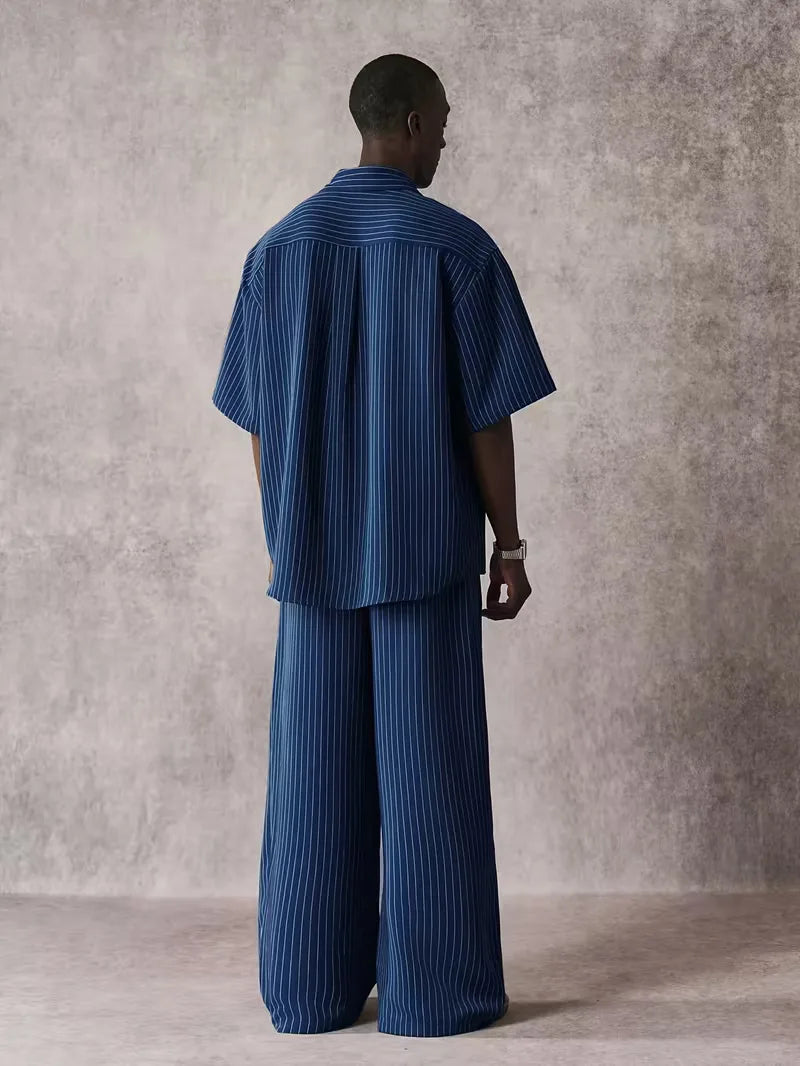 Short Sleeve Shirt with Vertical Stripes