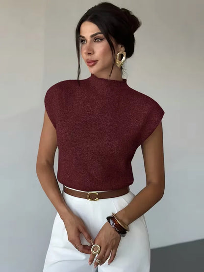 Sleeveless Vest with Mock Neck