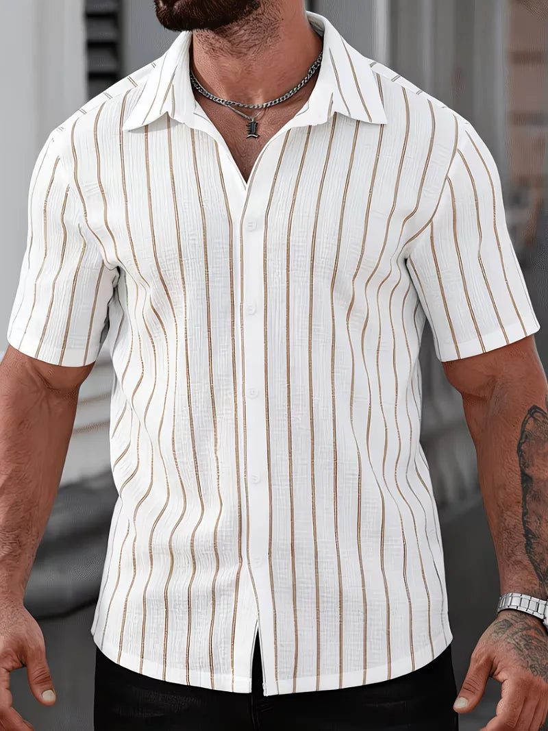 Short Sleeve Shirt with Vertical Stripes