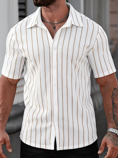 Short Sleeve Shirt with Vertical Stripes