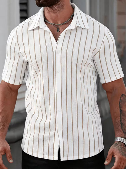 Short Sleeve Shirt with Vertical Stripes