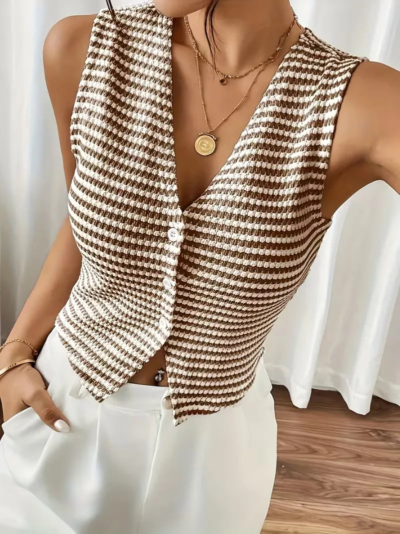 Vest with V-neck and Buttons