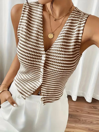 Vest with V-neck and Buttons