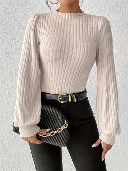 Rib-knit bodysuit with long sleeves