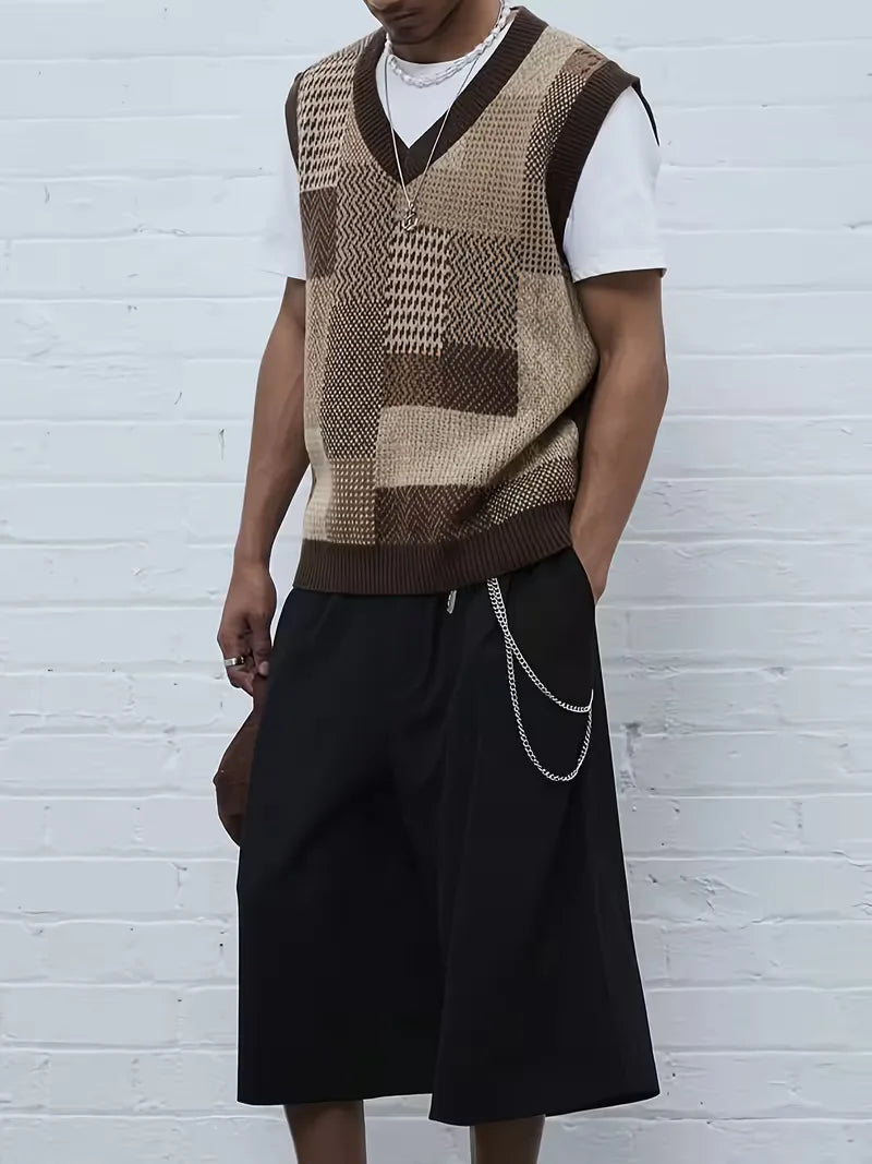Sweater vest with geometric pattern