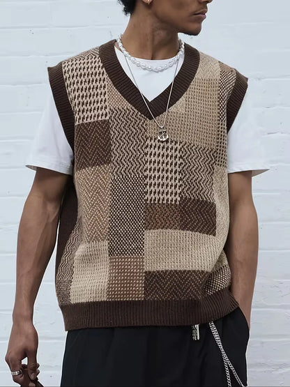 Sweater vest with geometric pattern