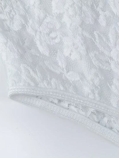 Lace bodysuit with V-neck