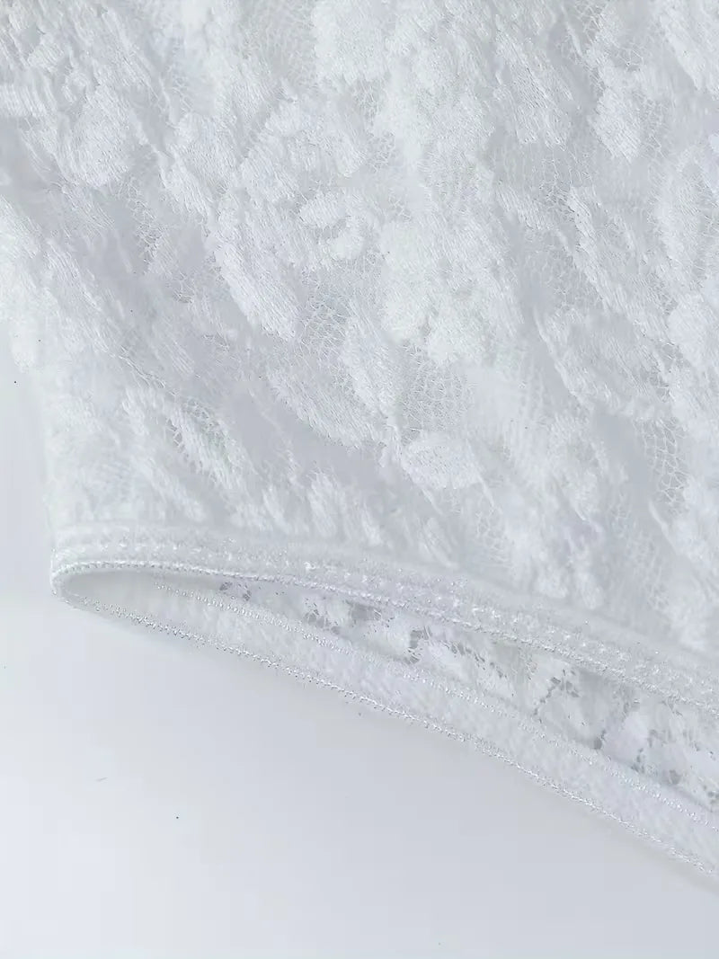 Lace bodysuit with V-neck
