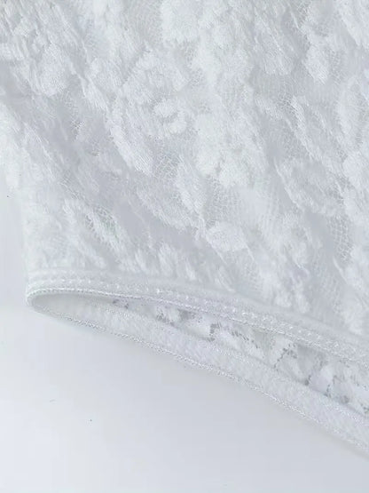 Lace bodysuit with V-neck