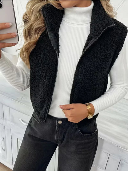 Zipped Gilet with Faux Shearling