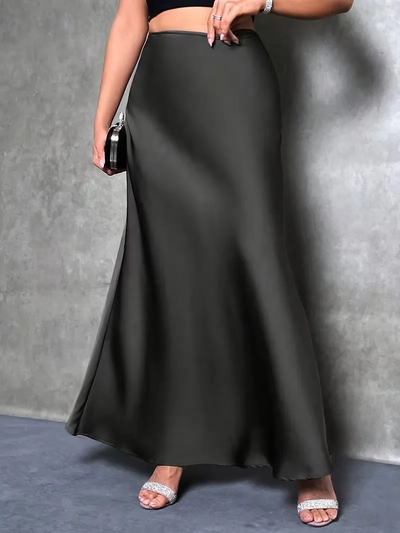 Satin Skirt with High Waist