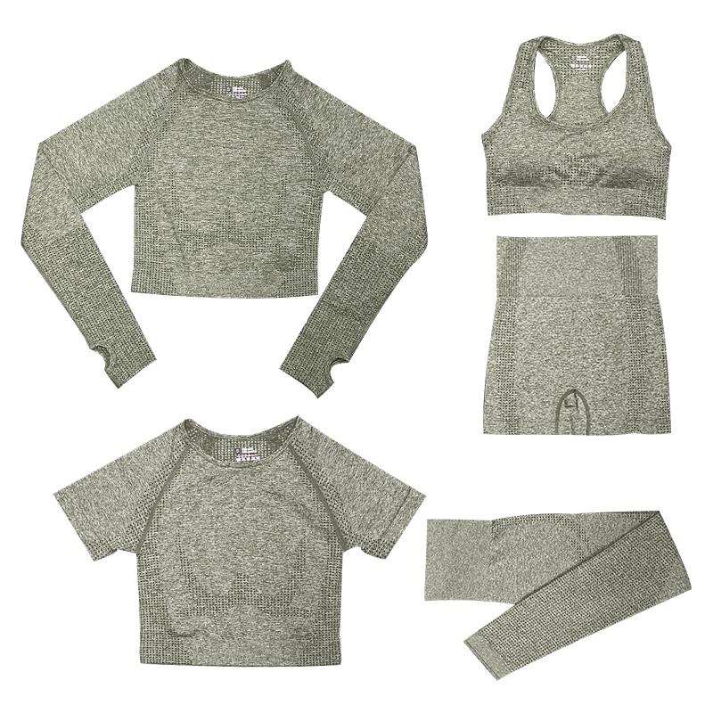 5-Piece Sports Set | Women's Tops and High-Waisted Sports Leggings