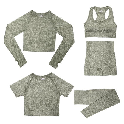 5-Piece Sports Set | Women's Tops and High-Waisted Sports Leggings