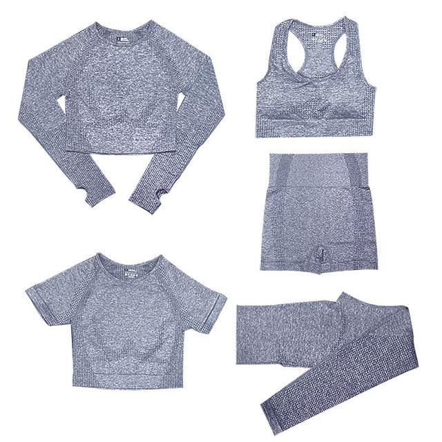5-Piece Sports Set | Women's Tops and High-Waisted Sports Leggings